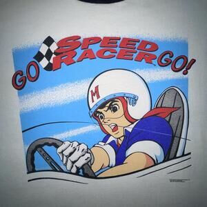Vintage 1993 Go Speed Racer Go Shirt Stanley Desantis Men XL Ringer Tee *FLAW*